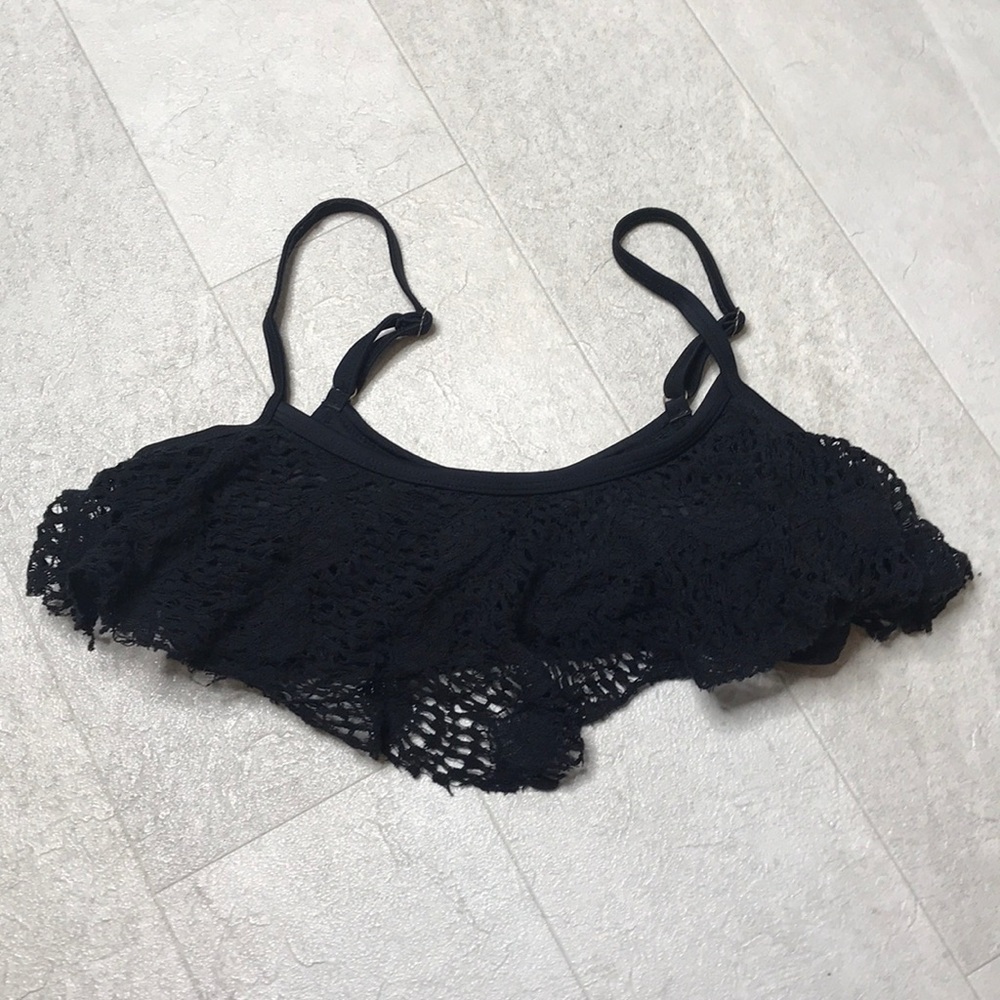 Xhiliaration Swimsuit Top Sz M Black Boho Lace